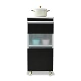 JKプラン キッチン 隙間収納 幅40 高さ90 奥行40 キャビネット ワゴン ガラス扉 キャスター 付き ダークブラウン TSFKC0005WHDB