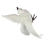 Baoblaze 全7種　人工フェザー　鳥の装飾　生き生き　庭の置物　鳩　屋外　おとり　インテリア　デコレーション - ＃3ホワイト・飛行