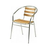 ガーデンチェア スタッキングチェア アルミ+ウッド 2脚セット オーク材