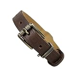 Beanspet 犬首輪 ベーシック ベルトタイプ 厚め本革 犬 首輪 レザー 定番 くびわ (L, ブラウン)