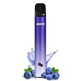 HECCO 電子タバコ 使い捨て 2,000回吸引可能 ブルーベリー フルーツ フレーバー スターターキット 禁煙グッズ 吸い応え バニラタバコ ニコチンなし vape 爆煙 1本入れ