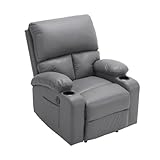 オーエスジェイ(OSJ) リクライニングソファー 電動リクライニングソファー 1人掛け ゲーミングチェア PUレザー 140° ダックグレー