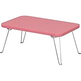 折りたたみ式カラーミニテーブル(サイドテーブル) 長方形 高さ19cm ライトピンク