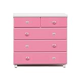 アルファタカバ ベビータンスシリーズ ブロッサムキャスター付きチェスト 80cm幅4段 ピンク(ハートクリスタルカラフル)