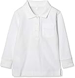 [キャッチ] 女児用 長袖ポロシャツ 鹿の子 小学生 幼園児 制服 フォーマル スクール 学生 白無地 ホワイト 140CM