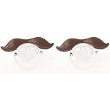 RONGTONGDA 面白い ノベルティ 赤ちゃん用　ベビー用品　おしゃぶり　ニップル　口ひげ付 ハンドルバー 可愛い　幼児 (ブラウン（２点セット）)