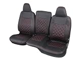TRISTAR'S [ハイエース レジアスエース 200系 DXグレード専用] フロント用 シートカバー ダイヤカットデザイン (レッドステッチ)