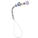 B Blesiya ベビー　おしゃぶりホルダー　おしゃぶりクリップ　木製　赤ちゃん　漫画　おしゃぶり　チェーン　ビーズ付き　全2色 - 青, 20cm