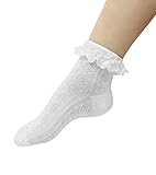 Dhana Style子供 コットン レースソックス リボン 靴下 こども 靴下通販 女の子 キッズ 靴下 フォーマルソックス 白 2足セット (（9-12歳） 17-19cm)