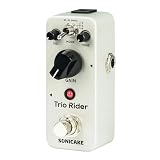 SONICAKE Trio Rider ギターペダル ミニペダル エレキギターとベース用 高耐久メタルフットスイッチ オーバードライブペダル トリオーライダー