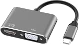 USB Type C to HDMI VGA 変換アダプタ、USB Type C ハブ2 in 1 to VGA HDMI 4K UHDコンバータ 変換アダプタ hdmiポート