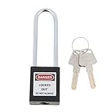 P Prettyia 南京錠　キー　ロック　補助錠　錠前　PA　ステンレス　ブラック　