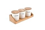 Peterson Housewares BF0265004SWH1 Round Storage Containers Bamboo Fiber Body with Cover and Shelf (S
