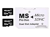 WELLSKY [ 東芝チップ内蔵 ] micro SDHC 32GB Class10 クラス10 UHS-I U1 2枚 & メモリースティック ProDuo 変換アダプター 1枚 [ Memory Stick Pro Duo 32GB メモリースティック Pro Duo mark2 32GB ]