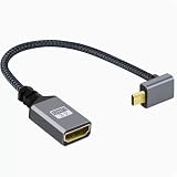 ViViSunハイスピードアルミニウムシェル3D/4K 1440p対応HDMI-MICROHDMIケーブル3D/4K 1440p対応 0.2m ナイロン編組 90° HDMI(メス)-micro(オス)延長ケーブル（0.2mグレー,上L)