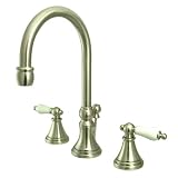 要素のデザインes2988pl Madison 2ハンドル8 " to 16 " Widespread真鍮ポップアップと洗面所蛇口、サテンニッケル