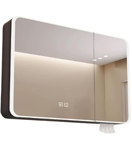 Amazon.co.jp: Janboe LEDバスルームミラーキャビネット,3つの色温度