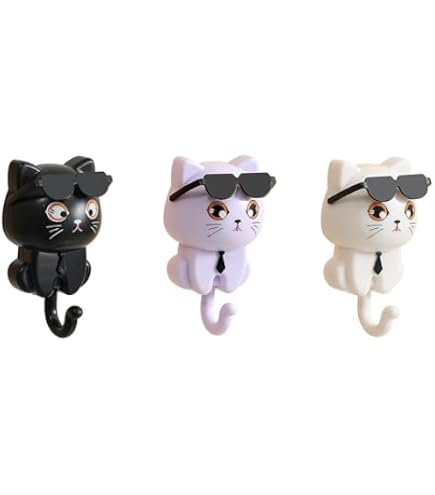 Amazon｜キーフック 壁掛け 猫 かわいい サングラスをかけた漫画猫