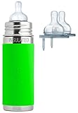 Pura Kiki Stainless Steel Vacuum Insulated Infant Bottle with Silicone Sleeve Plus 2 Slow Flow Nippl