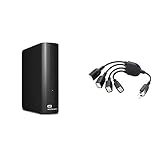 【セット買い】WD HDD 外付けハードディスク 4TB Elements Desktop USB3.0 WDBBKG0040HBK-JESN / 2年保証 & エレコム 電源ケーブル ACアダプタを4個つなげる 0.2m ブラック T-ADR4BK