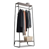 アイリスオーヤマ ハンガーラック ラック付き ボード2枚 幅64×奥行40×高さ151.2cm 木材 ブラック PI-B2 スタイルハンガー