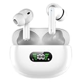 bluetooth ワイヤレスイヤホン 【2026新登場！】 ブルートゥース bluetooth 5.4 イヤホン 自動ペアリング LEDディスプレイ搭載 マイク付き ENC搭載 Type-C充電 タッチ操作 軽量/小型 IPX7防水 片耳/両耳対応 スポーツ/音楽/通勤/通学(white)