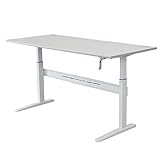 手動上下昇降デスク 天板 ライトグレー 脚 白 W180×D80×H71～120.5 W1800×D800×H710～1205 デスク スタンディングデスク 昇降式テーブル 昇降テーブル 上下昇降 昇降デスク 昇降式 エルゴノミクス オフィ