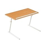 ぼん家具 サイドテーブル 折りたたみ 昇降式 角度調節可能 木製 つくえ ソファテーブル ナチュラル