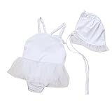 iuhan幼児用キッズベビーガールズタンキニビキニ水着水着水着+帽子セット カラー: ホワイト