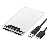 透明な 2.5インチ HDDケース USB 3.0接続 SATA対応 HDD/SSD 外付け ドライブ ケース USB 3.0 ケーブル付き ネジ&工具不要 簡単着脱 Windows/Mac/Linux等適用 (すべりどめ)