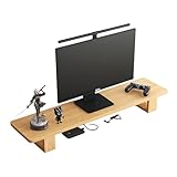 モニター台 角なしモニター台 液晶モニター台 モニタースタンド 幅４０/５０/６０/８０/１００/１２０cm＊奥行２０cm＊高さ５/１０cm 天然木 木製 木目調 高さ調整 プリンター台 パソコン台 PC台 デスク収納 キーボード収納 マウス収納 作業台 卓上 机上台 オフィス収納 デスク上置棚 (ナチュナル,60*20*12cm)