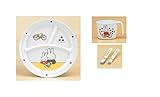ミッフィ　メラミン食器　かわいいセット（丸ランチ皿、ミルクカップ、スプーン、フォーク）　＊電子レンジではご使用できません