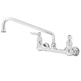 T&S Brass B-2388-CR Wall Mount Faucet, 1/2NPT Female Inlets, Ceramic Cartridges, 14Swing Nozzle, 8 b