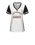 MLB San Francisco Giantsレディースチーム名Rugged Competitor Pull Overカラーブロックジャージー、スモール、ホワイト/ブラック