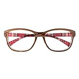 スーパーブルーライトカットメガネ ブルーライト94%カット UV99%カット ウエリントン チェック柄 形状記憶 軽量 レディース メンズ 女性 男性 ブルーライトカット メガネ 眼鏡 紫外線カット UVカット 伊達メガネ 度なし (ブラウン)