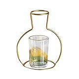 Healifty プランター　鉢　ポット 植木鉢　スタンド　花スタンド　金属トレイ　室内インテリア（ゴールド小さな丸いボトル）