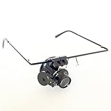 LED ライト 付き ヘッドルーペ 眼鏡式 拡大鏡 (20倍 片眼)