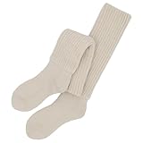 [ヒオリエ] 日本製 冷えとり靴下 あったか 2重編み靴下 ハイソックス ＜Lサイズ＞ オートミール