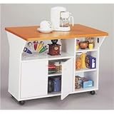 New両バタワゴン/伸長式テーブル 【ナチュラル家具工房】 キャスター付き 幅90cm ホワイト(白) 【組立】 生活用品 インテリア 雑貨 インテリア 家具 収納家具 その他の収納家具 [並行輸入品]