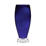 Majestic Gifts T-870-10 10 in. Glass Footed Barrel Vase, Cobalt