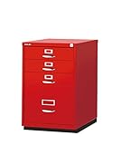 BISLEY 1F3 カギ付 4段 ファイルホルダー スチールキャビネット 【レッド】【日本正規代理店品】【5年保証】
