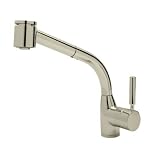 Rohl R7923STN Modern Lux Single Hole Side Metal Lever Kitchen Pullout Faucet with Handspray and Hose