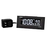 セイコークロック(Seiko Clock) 置き時計 01:黒 本体サイズ:6.4×15.4×3.9cm 目覚まし時計 電波 交流式 デジタル BC413K