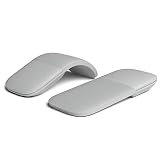 J-ouuo Bluetooth 折りたたみ式ワイヤレス人間工学アークタッチコンピュータマウスサイレント PC マウス (グレーホワイト)
