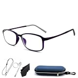 [UOPTIKS] 老眼鏡おしゃれ メンズ レディース リーディンググラス老眼鏡 軽量眼鏡 お洒落老 眼鏡 ブルーライトカット老眼用メガネLH1001 (パープル, 2.0, 倍率)