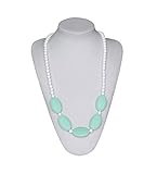 BiXonTM Baby Silicon Teething Necklace Large Flat Oval Beads Mint Green by BiXonTM