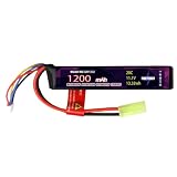 電動ガン用 リポバッテリー 3S 11.1V Lipo 1200mAh 20C エアガン用 ミニタミヤプラグ付き-2096