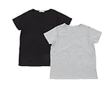 半袖クルーネックリブ　授乳Tシャツ　2枚組（ブラック×グレー）