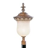 Livex Lighting 8494-57 Outdoor Post with Vintage Carved Scavo Glass Shades, Venetian Patina by Livex