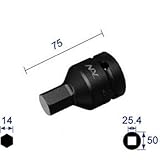 長堀工業:ナック ヘキサゴンレンチソケット 差込角25.4x対辺14mm 814C 型式:814C